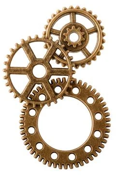 Group of aged bronze cogwheels Stock Photos