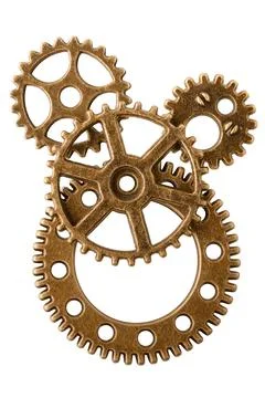Group of aged bronze cogwheels Stock Photos