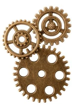 Group of aged bronze cogwheels Stock Photos
