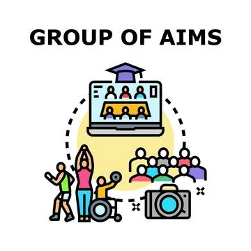 Group of aims achieving diverse goals concept Stock Illustration