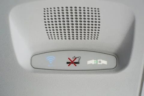 Group of Air control knobs in a new plane, Wi-Fi is included, light for belt  Stock Photos