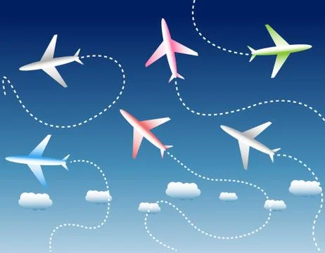 Group of airplanes Stock Illustration