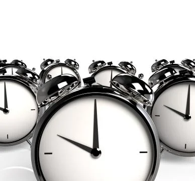 Group of alarm clocks. 3D Rendering 스톡 일러스트