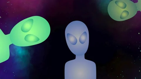Group of aliens in electric blue light, transparent material hovering in space Stock Footage 270901448