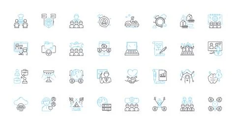 Group alliance linear icons set. Collaboration, Unity, Teamwork, Partnership Stock Illustration