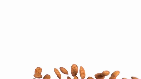 Group of almonds flying in slow motion Stock Footage 118702482