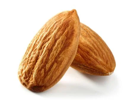 Group of almonds isolated on white Stock-Fotos