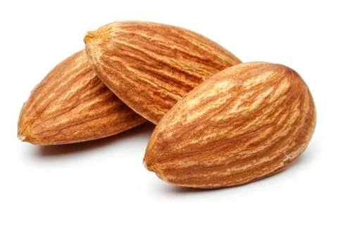 Group of almonds isolated on white Stock Photos