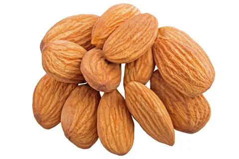 Group of almonds nut isolated on white Stock Photos