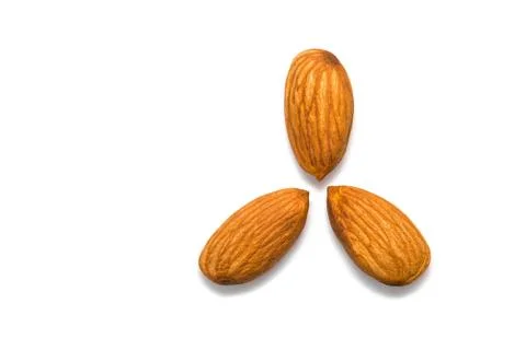 Group of almonds on white background Stock Photos