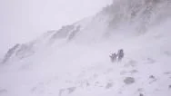 Group Of Alpinists Fall In Snow Storm On Slope Of Everest Near Base Camp Stock Footage