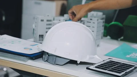 Group of alternative energy engineers discussing a project with a worker du.. Stock Footage 334138287