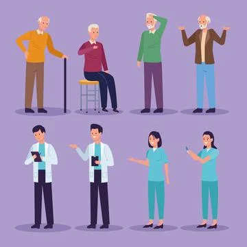Group alzheimers characters Stock Illustration