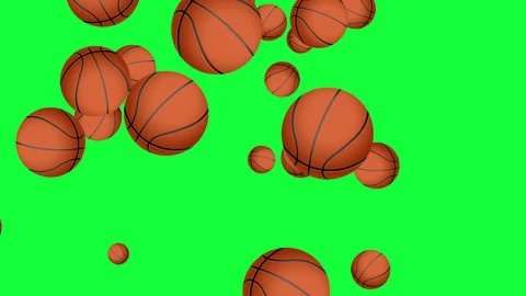 Group of animated basket balls elements, seamless loop on green screen  Stock Footage 128709835