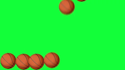 Group of animated basket balls elements on green screen chroma key Stock Footage 128710076