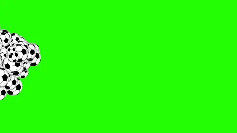 Group of animated soccer balls elements on green screen chroma key Stock Footage 128709375