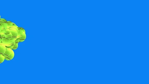 Group of animated tennis balls elements on blue screen chroma key Stock Footage 128708330