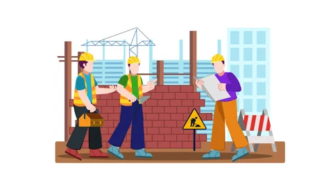 Group animation of construction workers building Stock Footage 277073454