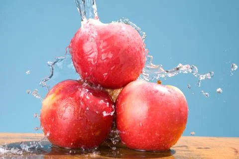 Group of apple with cool splash Stock Photos