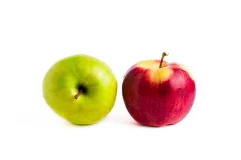 Group of an apple on a white background. The red and green apples on a white Stock Photos