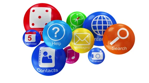 Group of Application Icons on white background Stock Footage 36475031