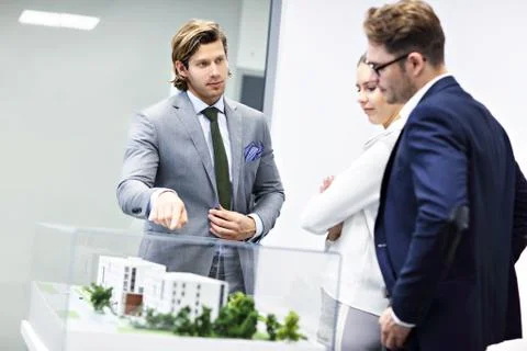Group of architects sharing their ideas Stockfoto's