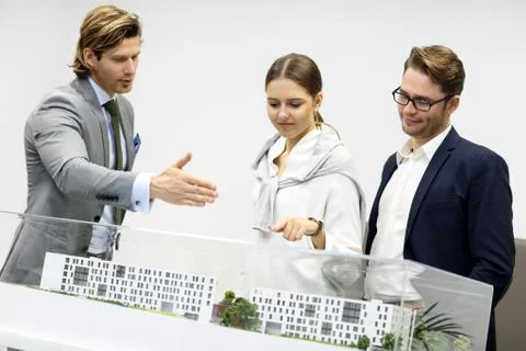 Group of architects sharing their ideas Stockfoto's