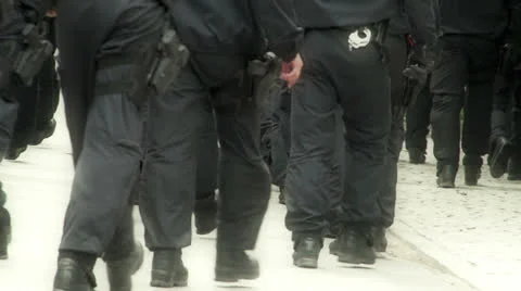 Group of armed police Stock Footage 24632426