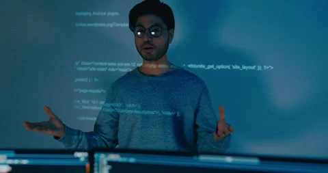 Group Asia male software developer mentor leader manager talk strat prompt AI. Stock Footage 312199653