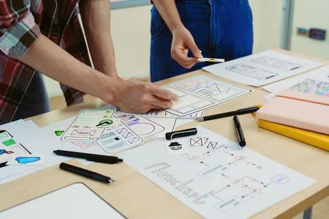 Group of asian creative team programing designers participate in all phases.. Stock Photos