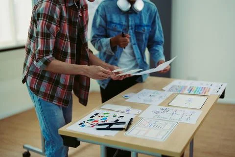 Group of asian creative team programing designers participate in all phases of Stock Photos