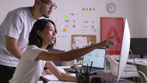 Group of Asian Graphic designer working in office. Stock Footage 268947375
