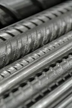 Group of assorted iron bars, concrete reinforcement Stock Photos