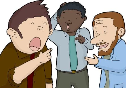 Group of Astonished Men Pointing Stock Illustration