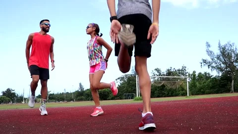 Group of Athletes Doing Warmup Stretching Stock Footage 170033918