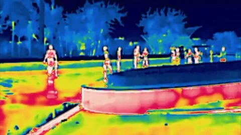 A group of athletes playing infrared. Stock Footage 328662282