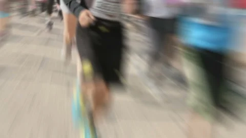 A group of athletes started and run on dirt road Stock Footage 124668641