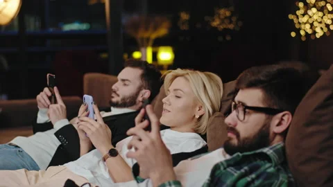 Group of attractive office workers while have a break time they relaxed laying Video stock 135926847