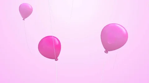 Group of Balloons fly away animation -Pink color, 3D Stock Footage 80793556