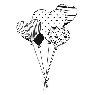 Group of balloons in the form of a heart isolated on white background. Vector Stock Illustration