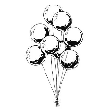 Group of balloons on a string. Hand drawn Illustrazione stock