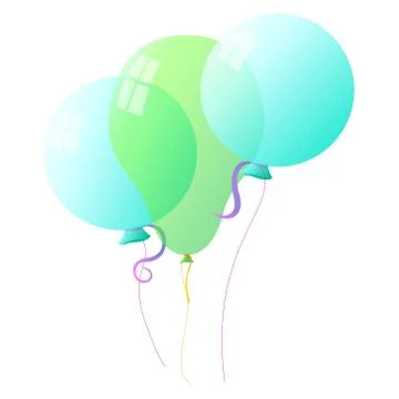 Group of balls on a string. Other balloons isolate on a white background. Stock Illustration