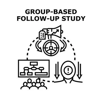Group based follow up study concept vector icon Stock Illustration
