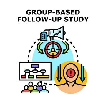 Group based follow up study concept vector icon Stock Illustration