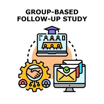 Group based follow up study digital service Stock Illustration
