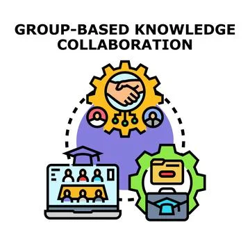 Group based knowledge collaboration concept illustration Stock Illustration