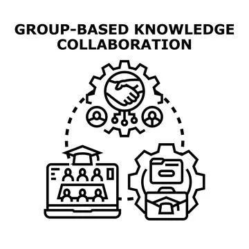 Group based knowledge collaboration concept illustration Stock Illustration