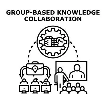 Group based knowledge collaboration concept illustration Stock Illustration