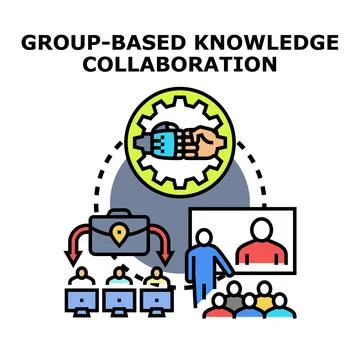 Group based knowledge collaboration concept illustration Stock Illustration