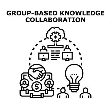 Group based knowledge collaboration strategy concept illustration Illustrazione stock